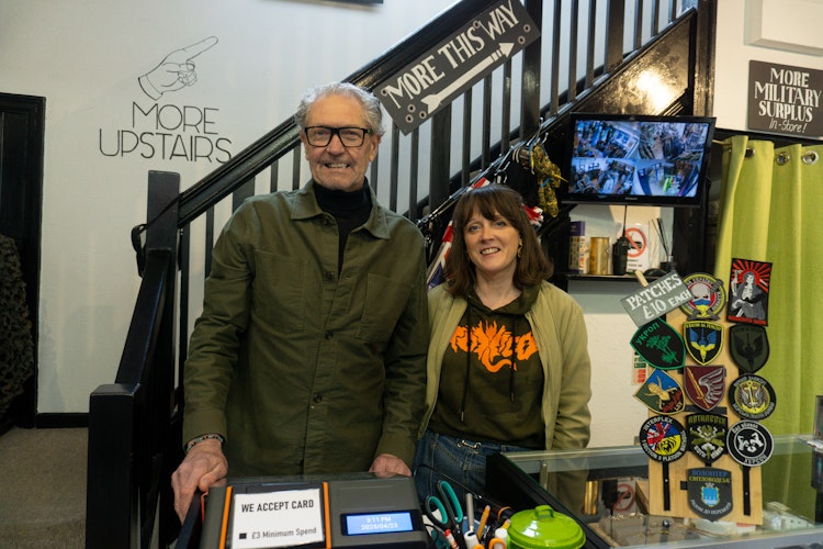 Owners Stuart Mill and Becky Eaks inside The Military Unit